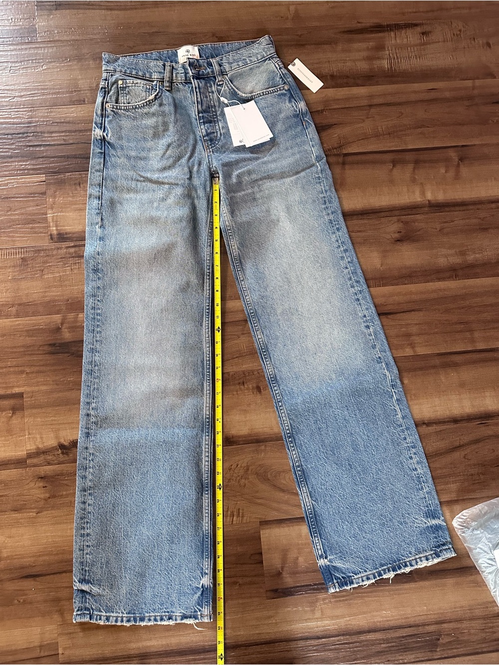 ❤️ NWT Anine Bing Hugh Mid-Rise Wide leg sz:25 💯 cotton rigid - Picture 8 of 11
